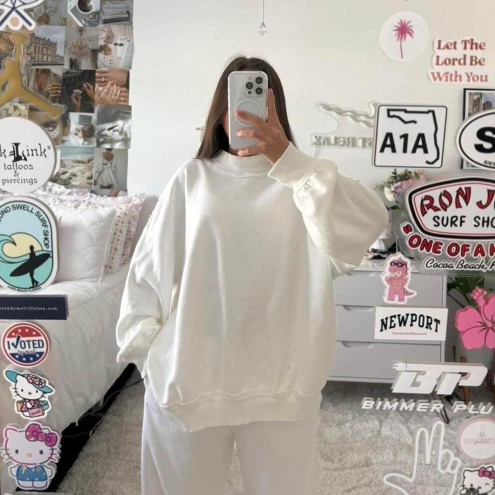 White‎ Free People Mock neck Sweatshirt